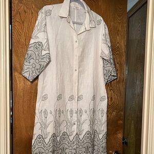 Spighe Di Lino White/Green Dress